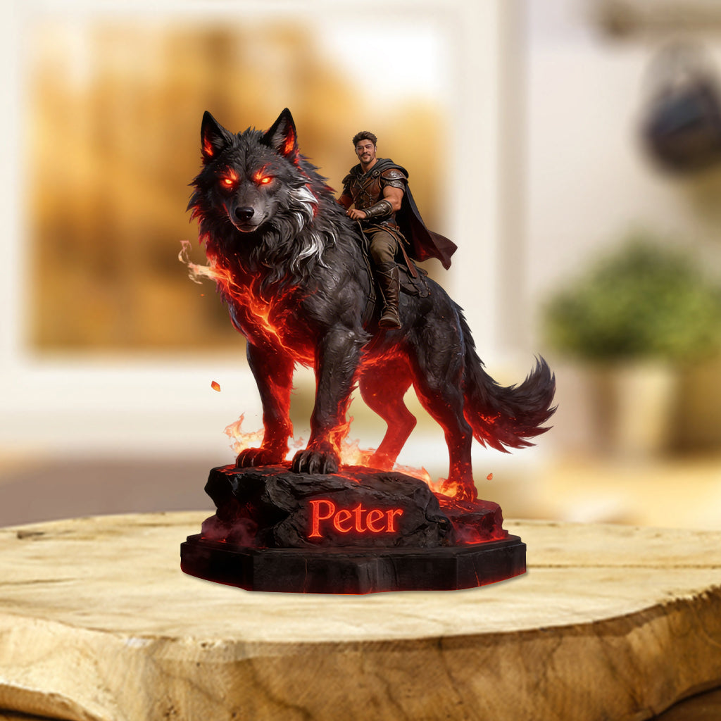 Walk With The Wolf - Personalisierte Wolf Acrylplakette in Sonderform