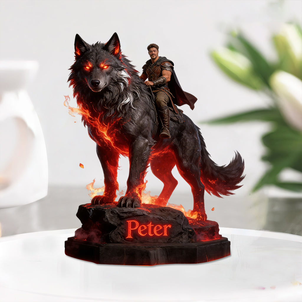 Walk With The Wolf - Personalisierte Wolf Acrylplakette in Sonderform