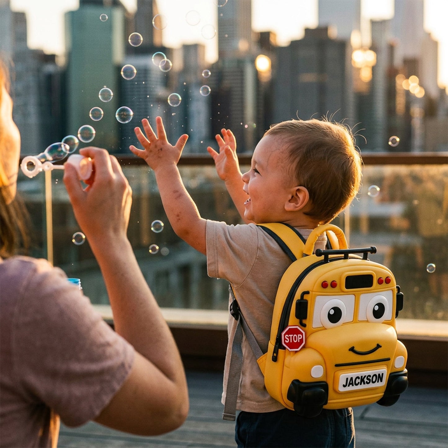 Cute Vehicle - Personalized Kid Changeable Leather Patch Backpack