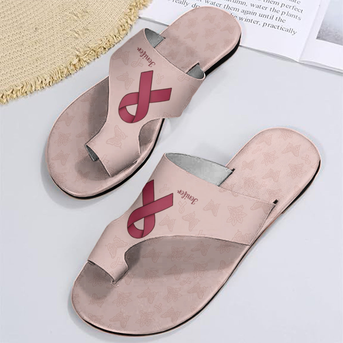 Breast Cancer - Personalized Breast Cancer Awareness Open Toe Sandals