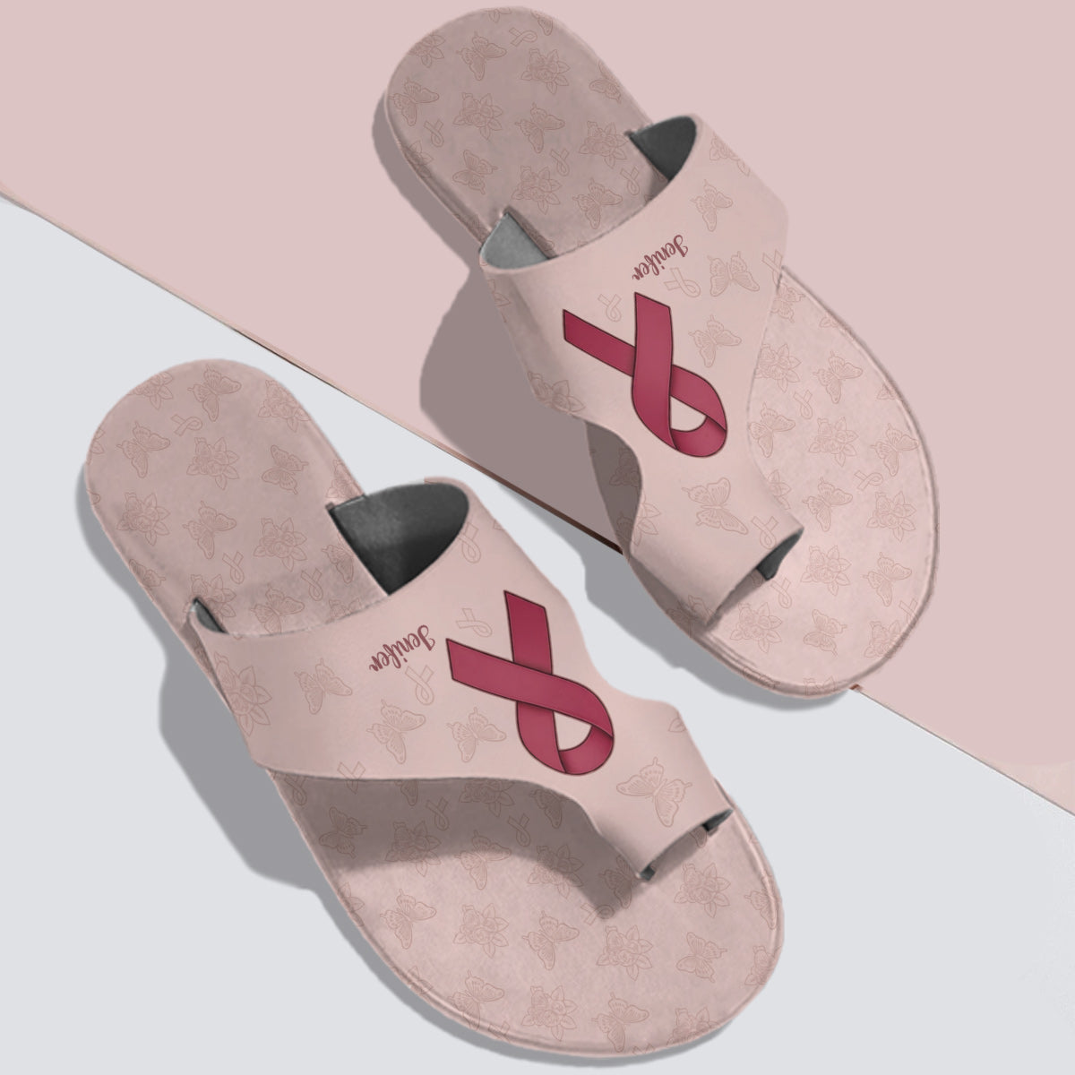 Breast Cancer - Personalized Breast Cancer Awareness Open Toe Sandals