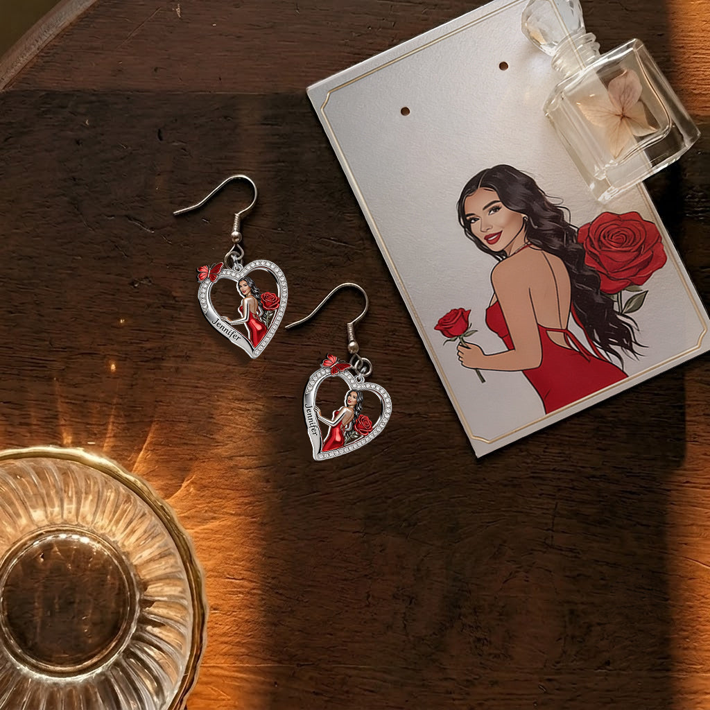 Floral Heart - Personalized Self Love Earrings With Card