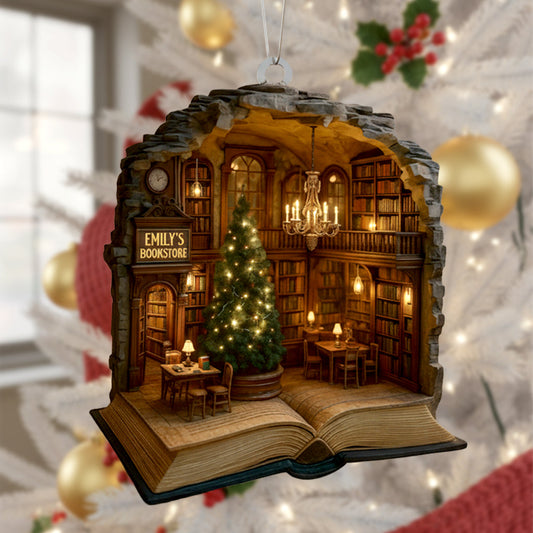 Bookstore Christmas - Personalized Book Ornament