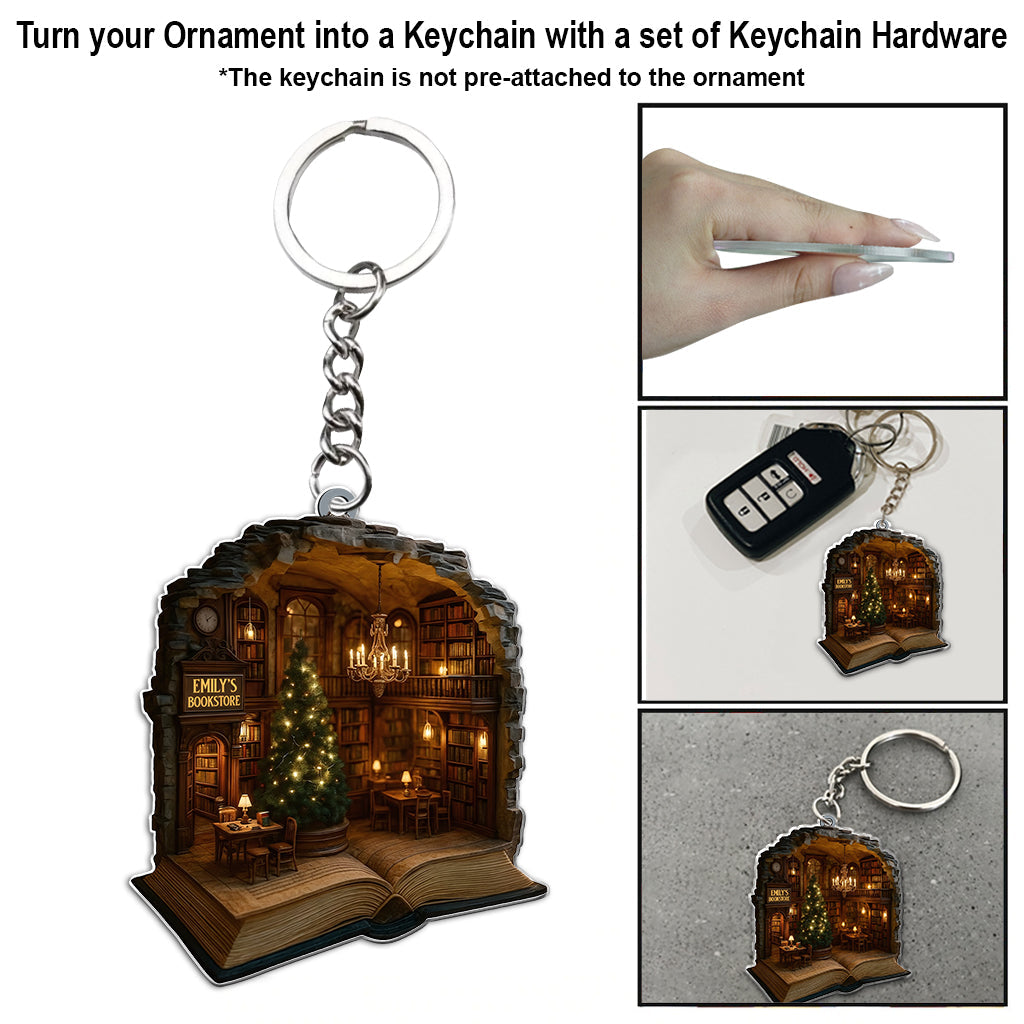 Bookstore Christmas - Personalized Book Ornament