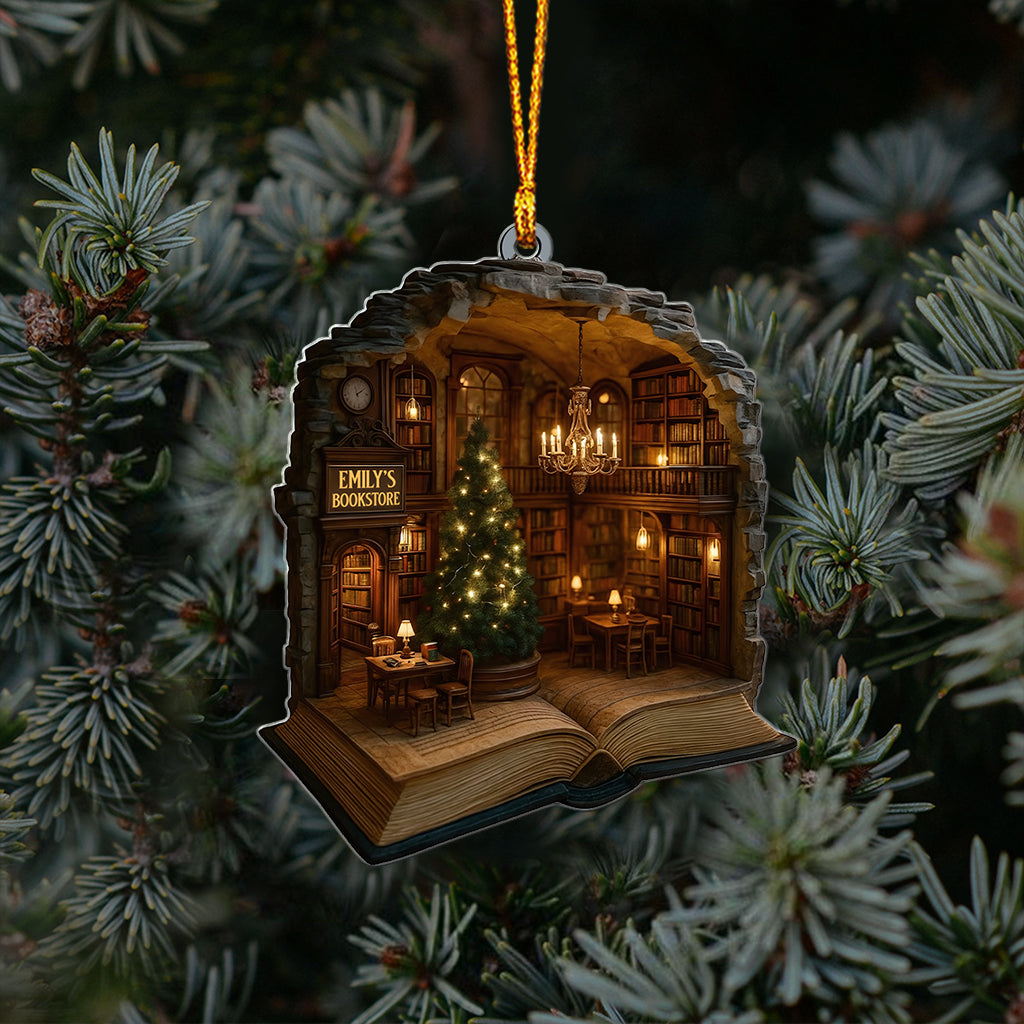 Bookstore Christmas - Personalized Book Ornament