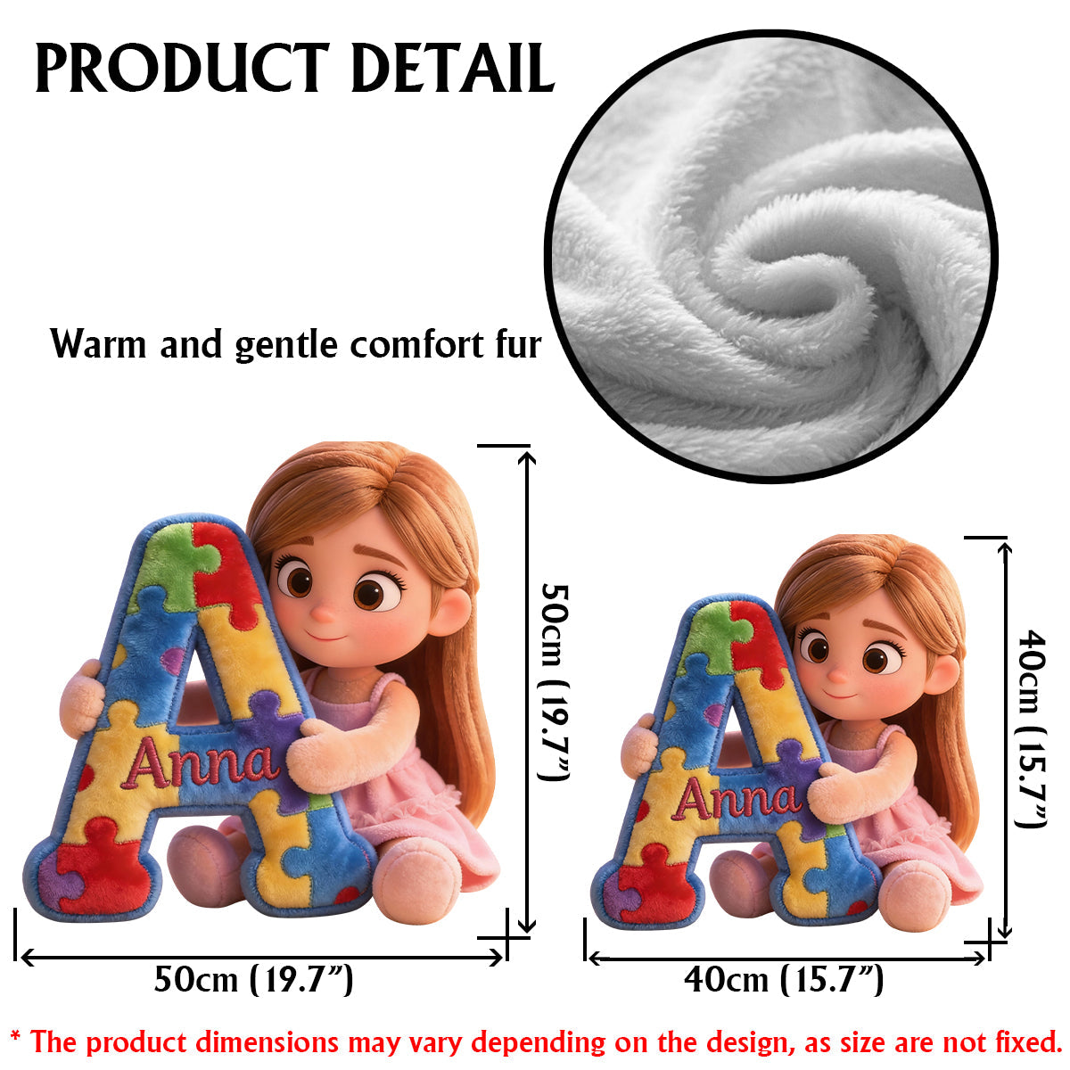 Alphabet Puzzle - Personalized Autism Awareness Faux Fur Shaped Pillow