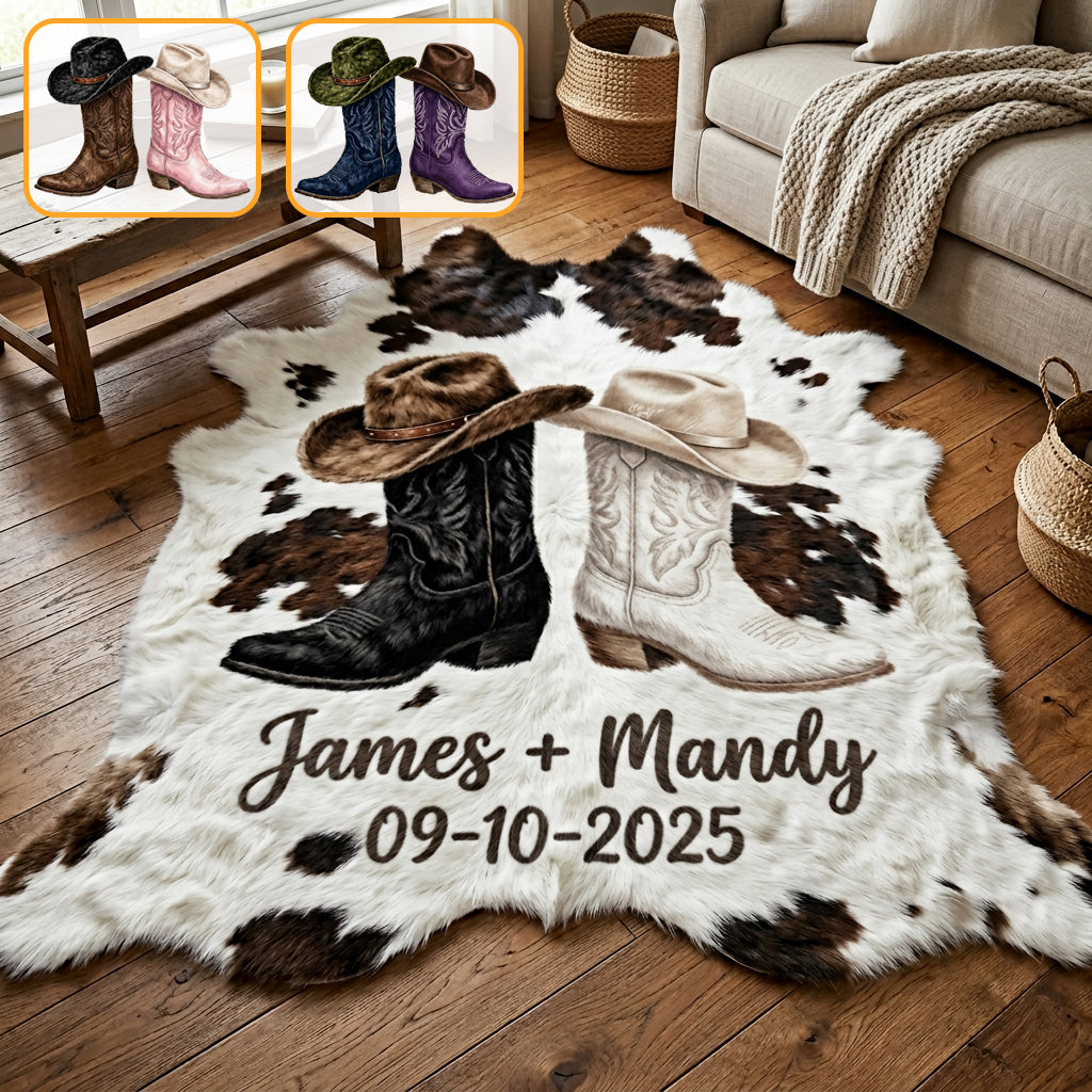 Farmhaus Dekoration, Cowboy & Cowgirl Paar - Personalisierte Western Outfit Fußmatte/Teppich