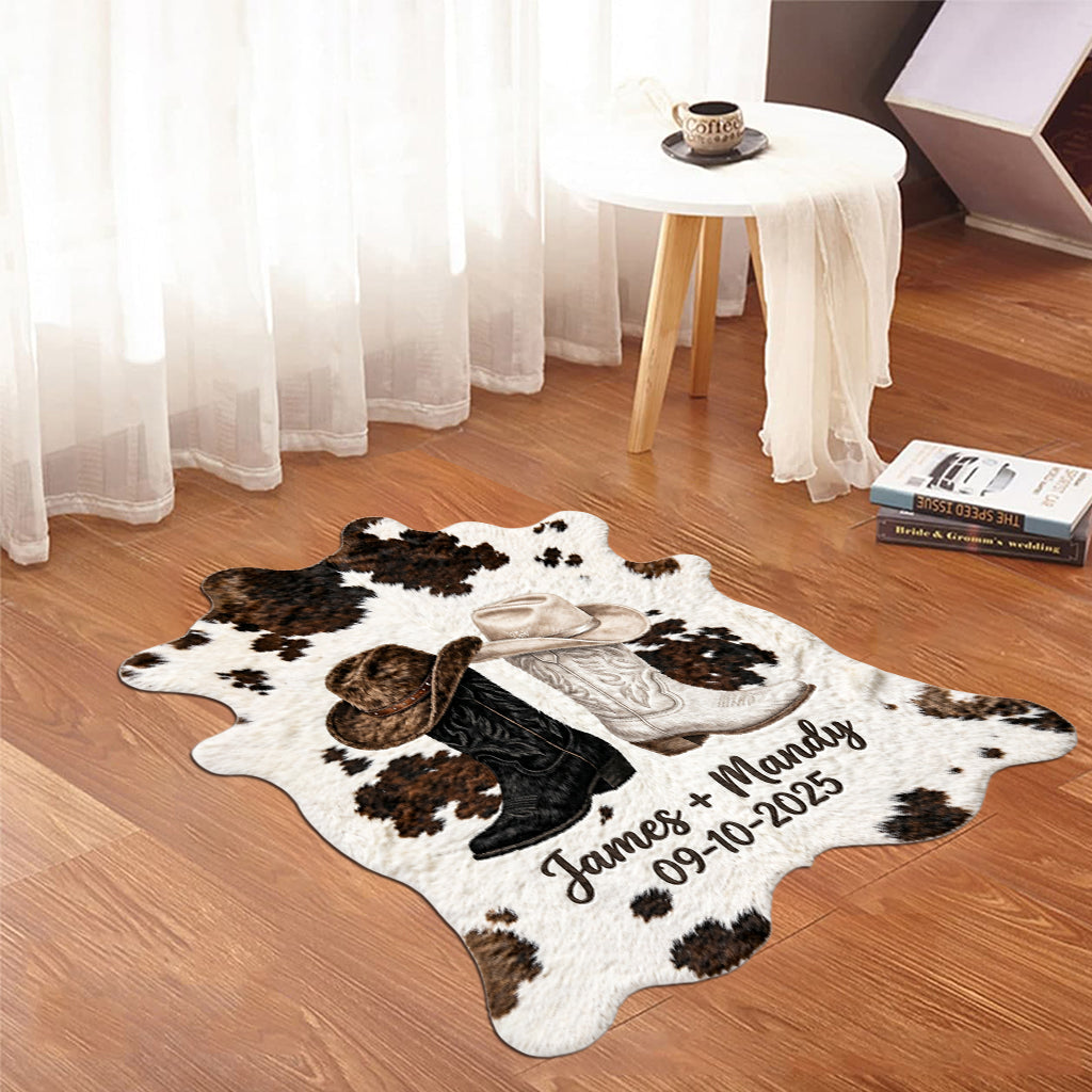 Farmhaus Dekoration, Cowboy & Cowgirl Paar - Personalisierte Western Outfit Fußmatte/Teppich