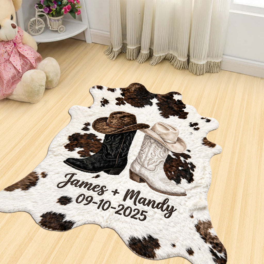 Farmhaus Dekoration, Cowboy & Cowgirl Paar - Personalisierte Western Outfit Fußmatte/Teppich