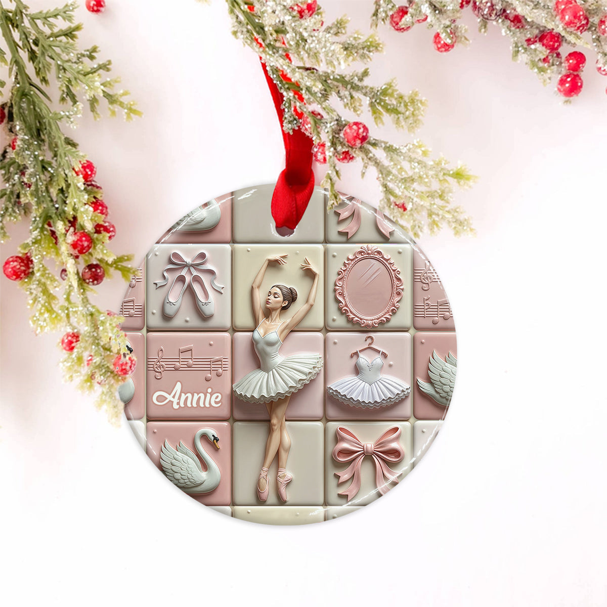 Love Ballet - Personalized Ballet Ceramic Circle Ornament