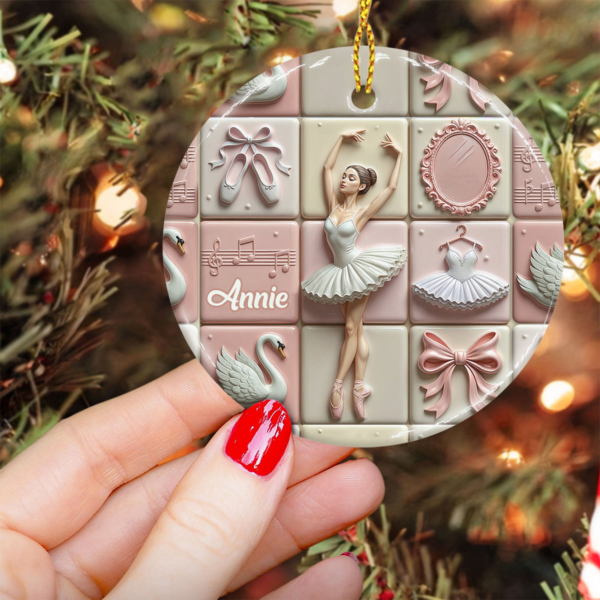 Love Ballet - Personalized Ballet Ceramic Circle Ornament