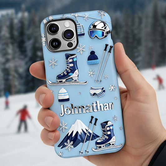 Le ski me rend heureux - Coque de téléphone personnalisée avec impression intégrale sur le thème du ski