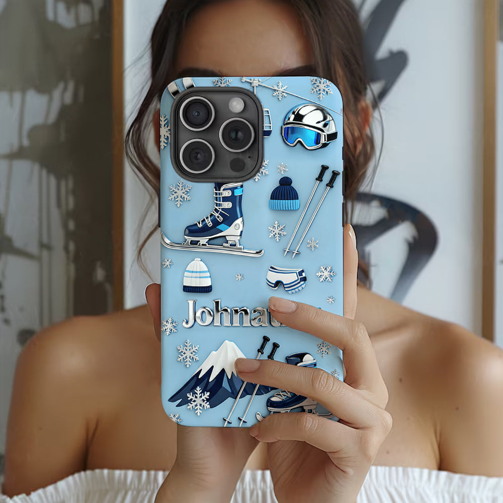 Le ski me rend heureux - Coque de téléphone personnalisée avec impression intégrale sur le thème du ski