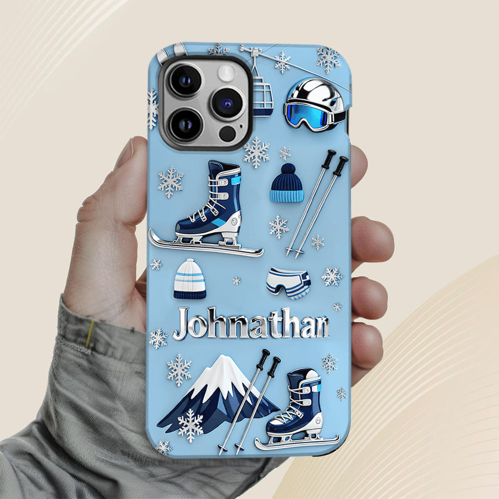Le ski me rend heureux - Coque de téléphone personnalisée avec impression intégrale sur le thème du ski