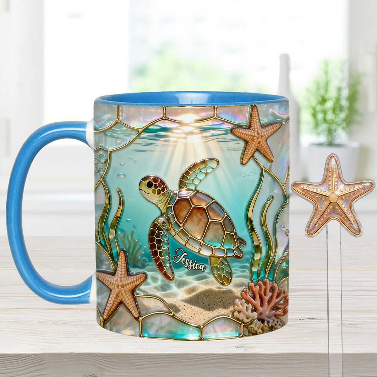 Ensemble tasse et agitateurs en acrylique Love Turtle - Mug personnalisé avec motif tortue