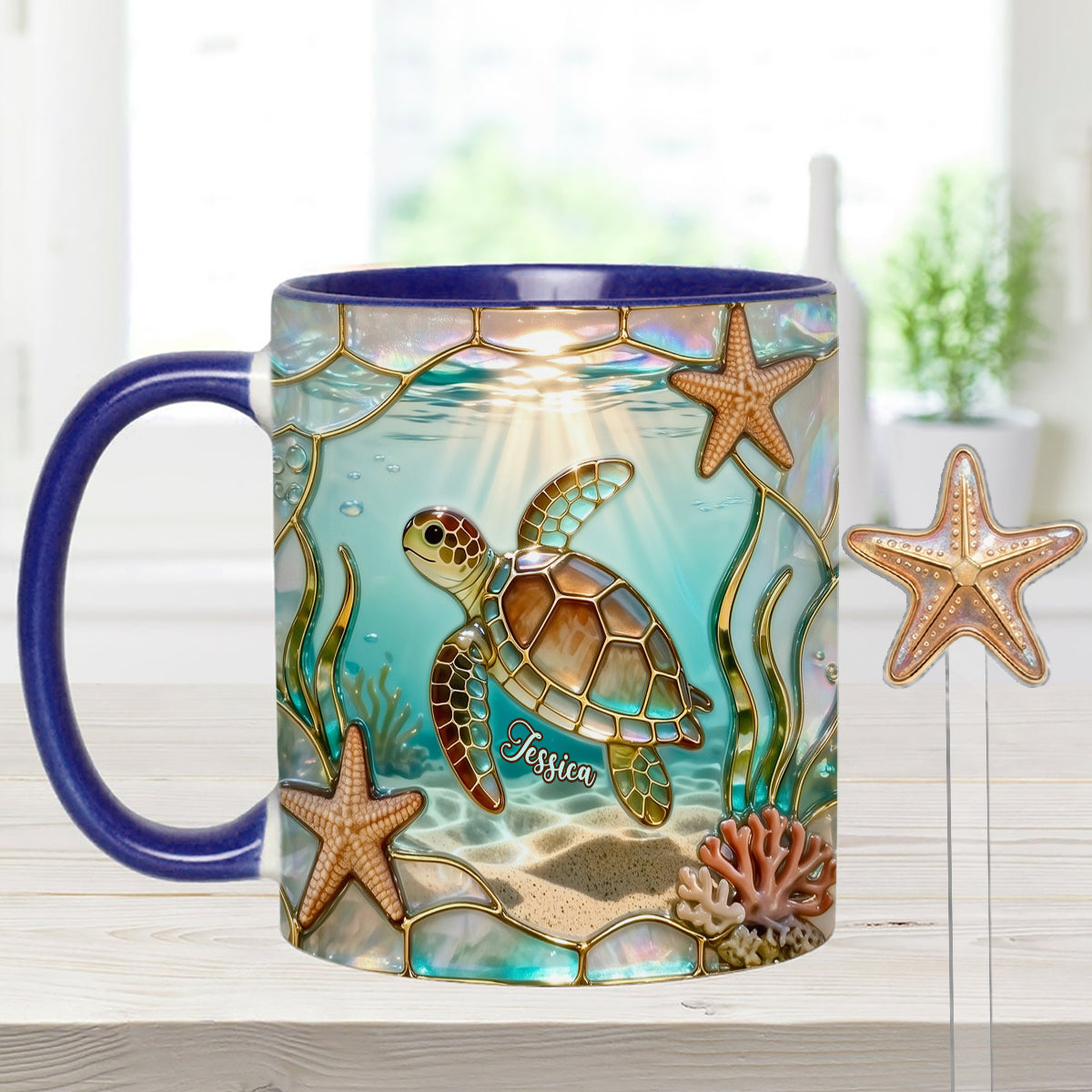 Ensemble tasse et agitateurs en acrylique Love Turtle - Mug personnalisé avec motif tortue