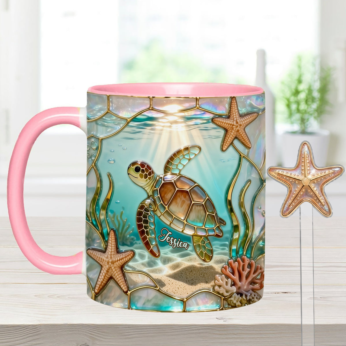 Ensemble tasse et agitateurs en acrylique Love Turtle - Mug personnalisé avec motif tortue