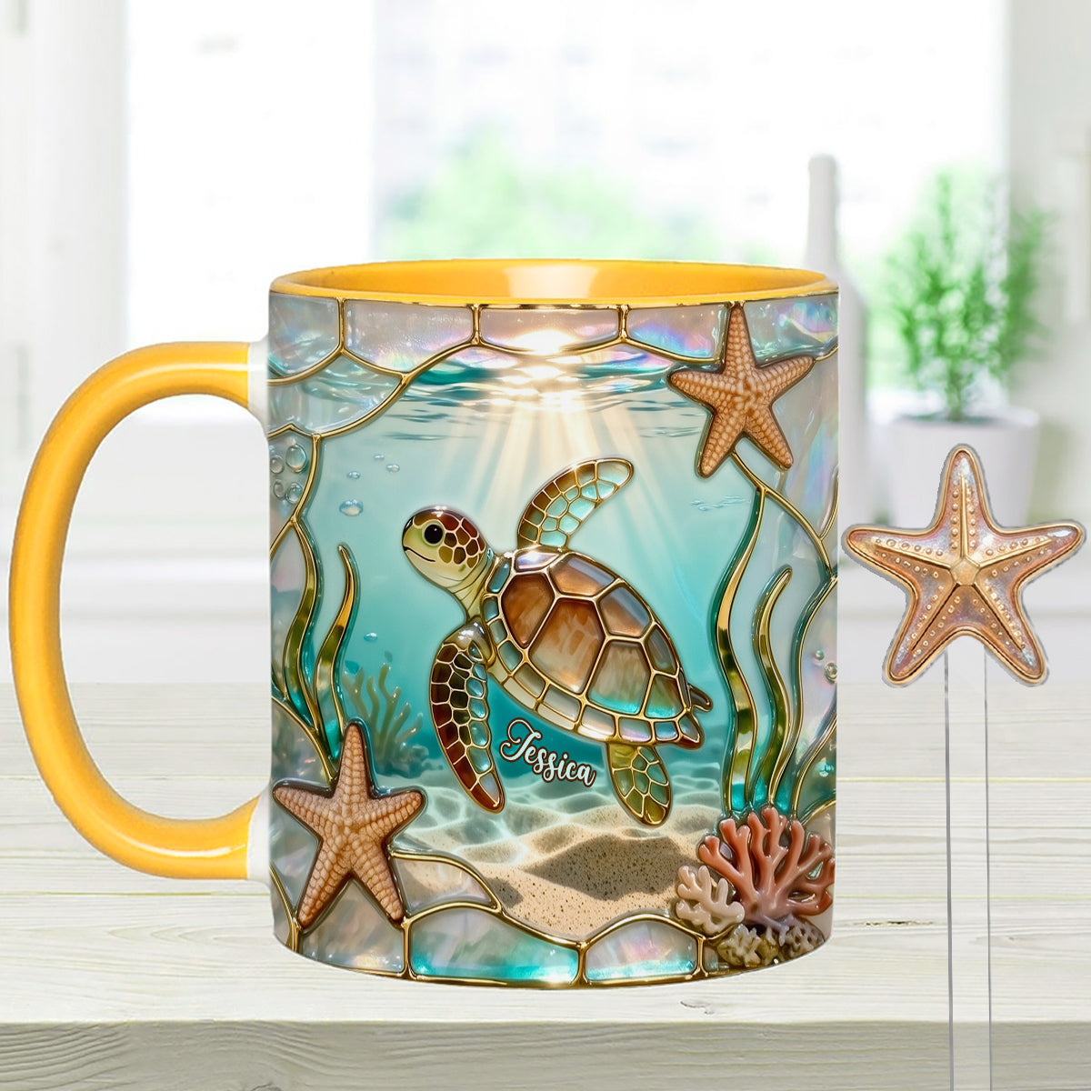 Ensemble tasse et agitateurs en acrylique Love Turtle - Mug personnalisé avec motif tortue