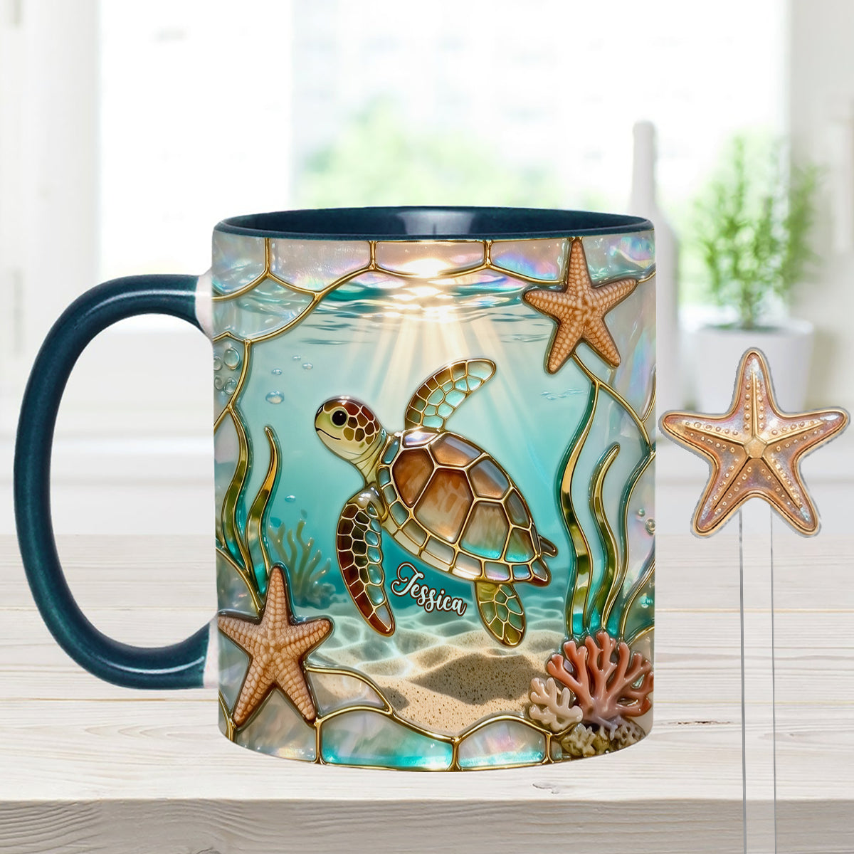 Ensemble tasse et agitateurs en acrylique Love Turtle - Mug personnalisé avec motif tortue