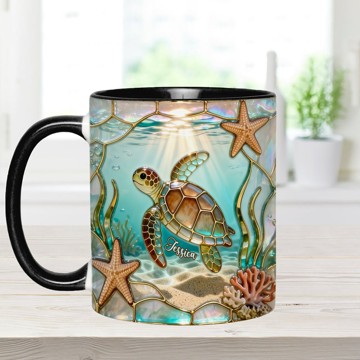 Ensemble tasse et agitateurs en acrylique Love Turtle - Mug personnalisé avec motif tortue
