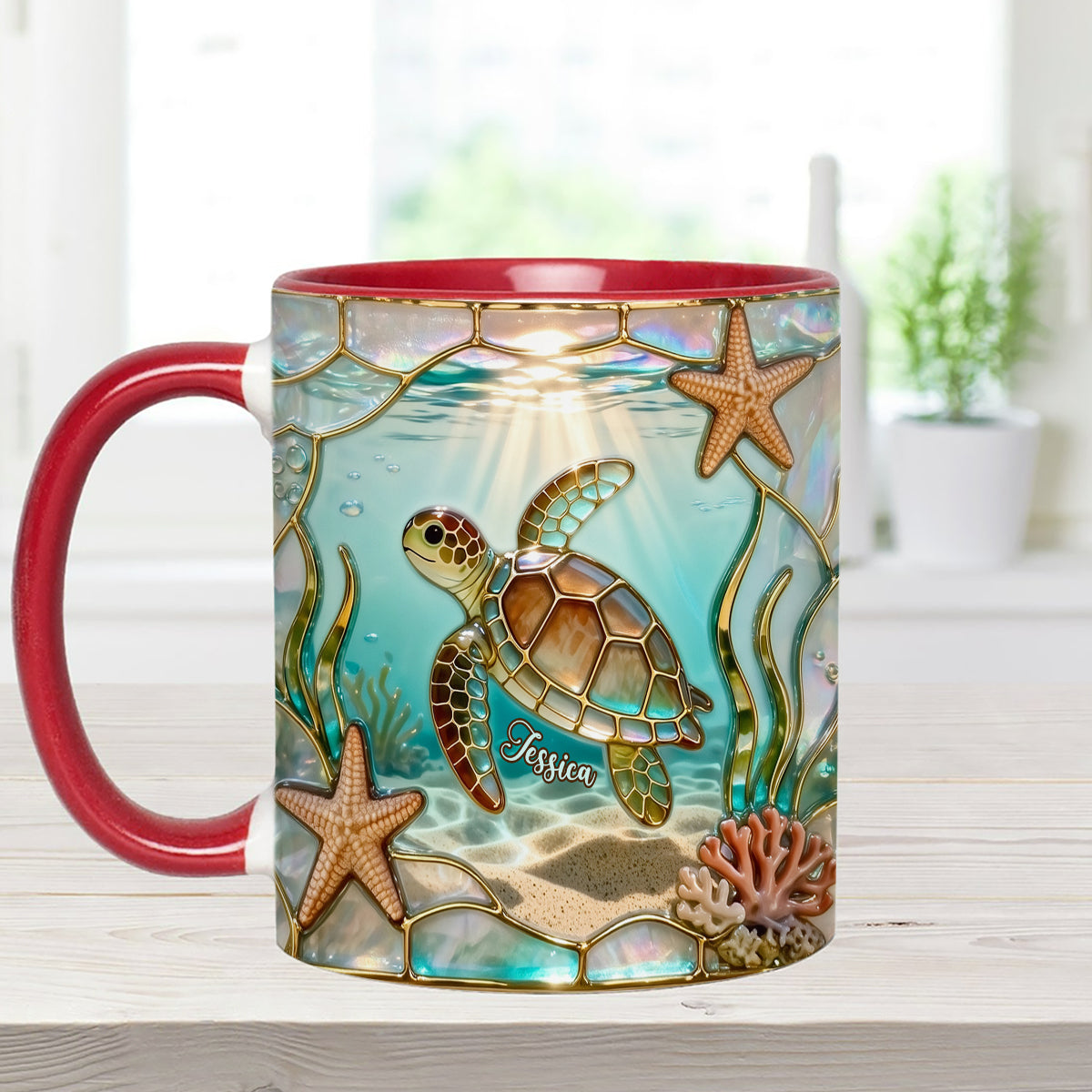 Ensemble tasse et agitateurs en acrylique Love Turtle - Mug personnalisé avec motif tortue