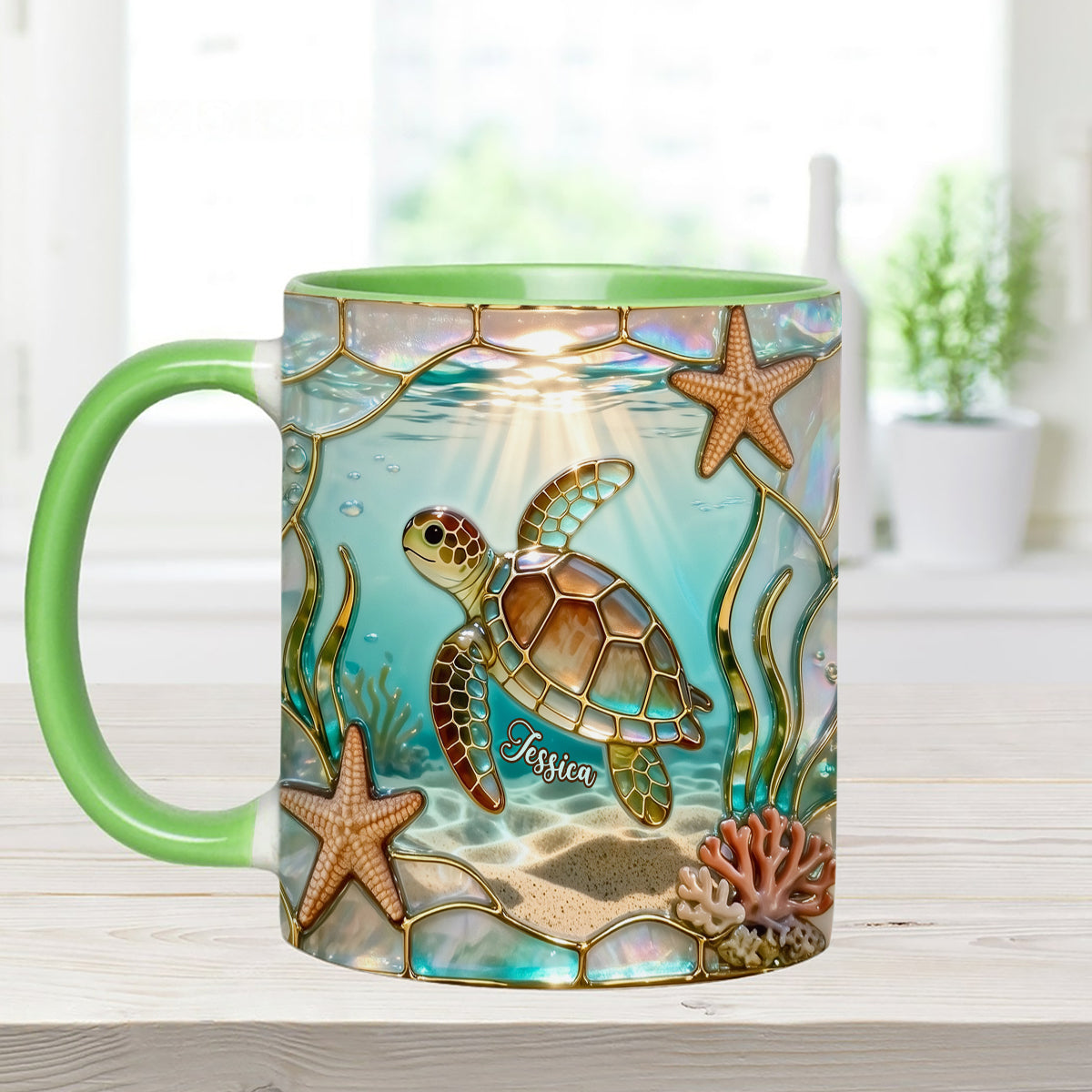 Ensemble tasse et agitateurs en acrylique Love Turtle - Mug personnalisé avec motif tortue