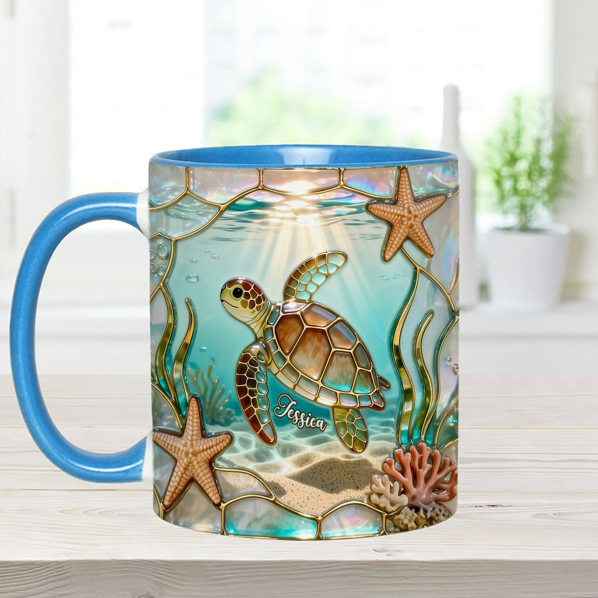 Ensemble tasse et agitateurs en acrylique Love Turtle - Mug personnalisé avec motif tortue