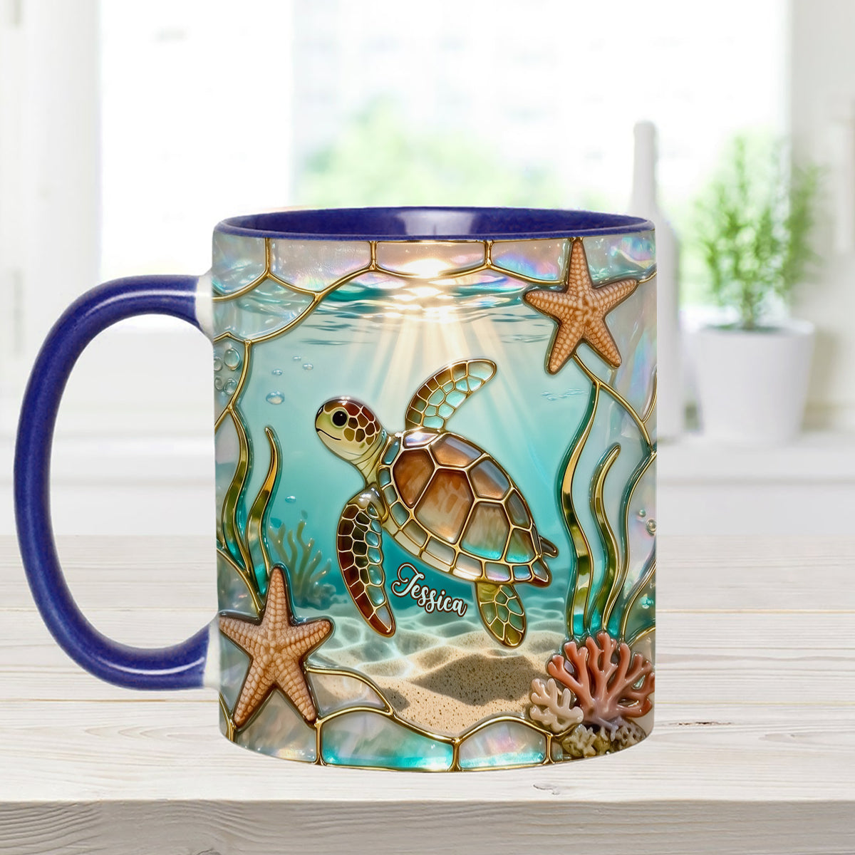 Ensemble tasse et agitateurs en acrylique Love Turtle - Mug personnalisé avec motif tortue