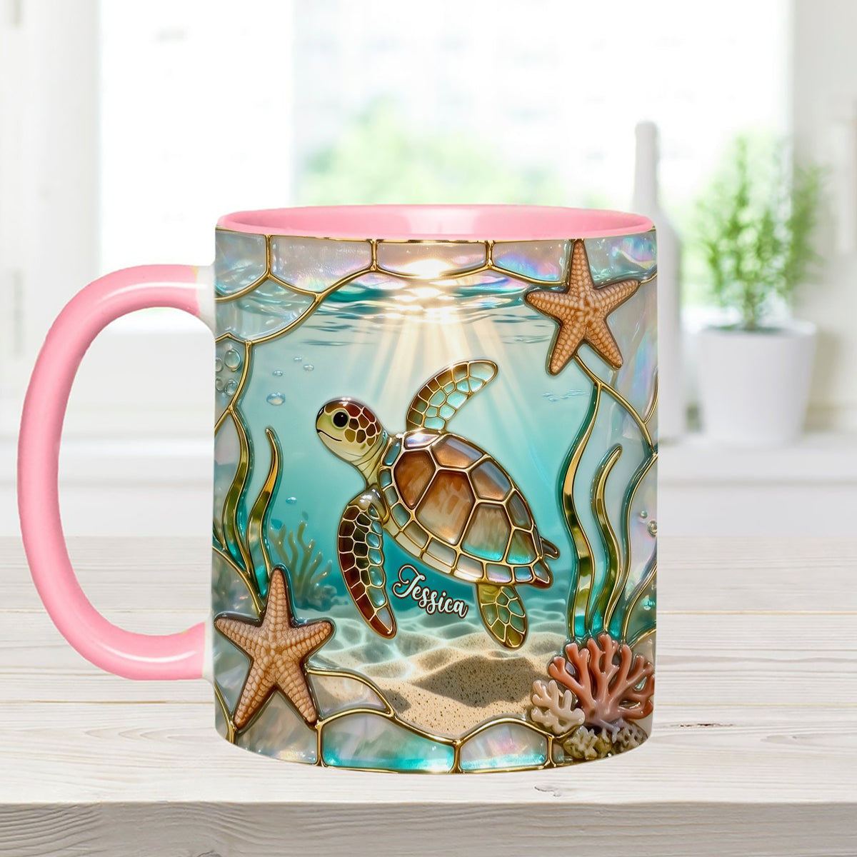 Ensemble tasse et agitateurs en acrylique Love Turtle - Mug personnalisé avec motif tortue
