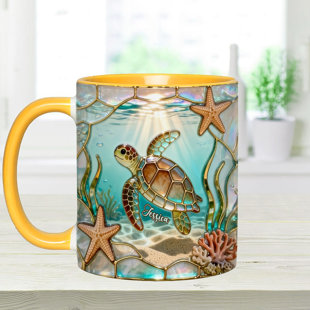 Ensemble tasse et agitateurs en acrylique Love Turtle - Mug personnalisé avec motif tortue