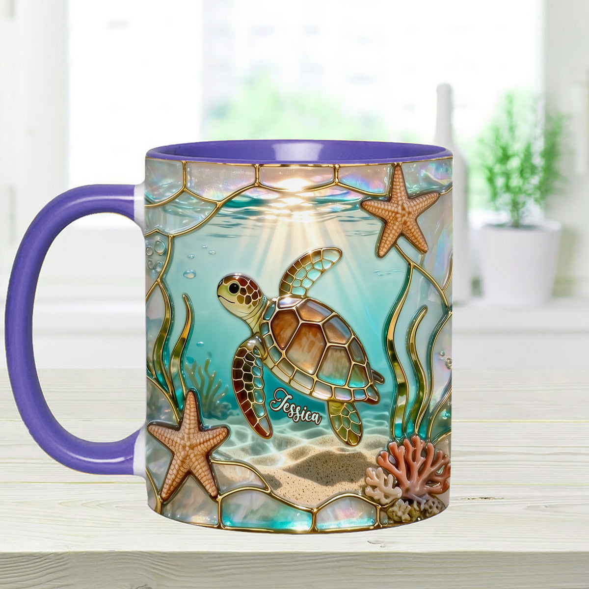 Ensemble tasse et agitateurs en acrylique Love Turtle - Mug personnalisé avec motif tortue
