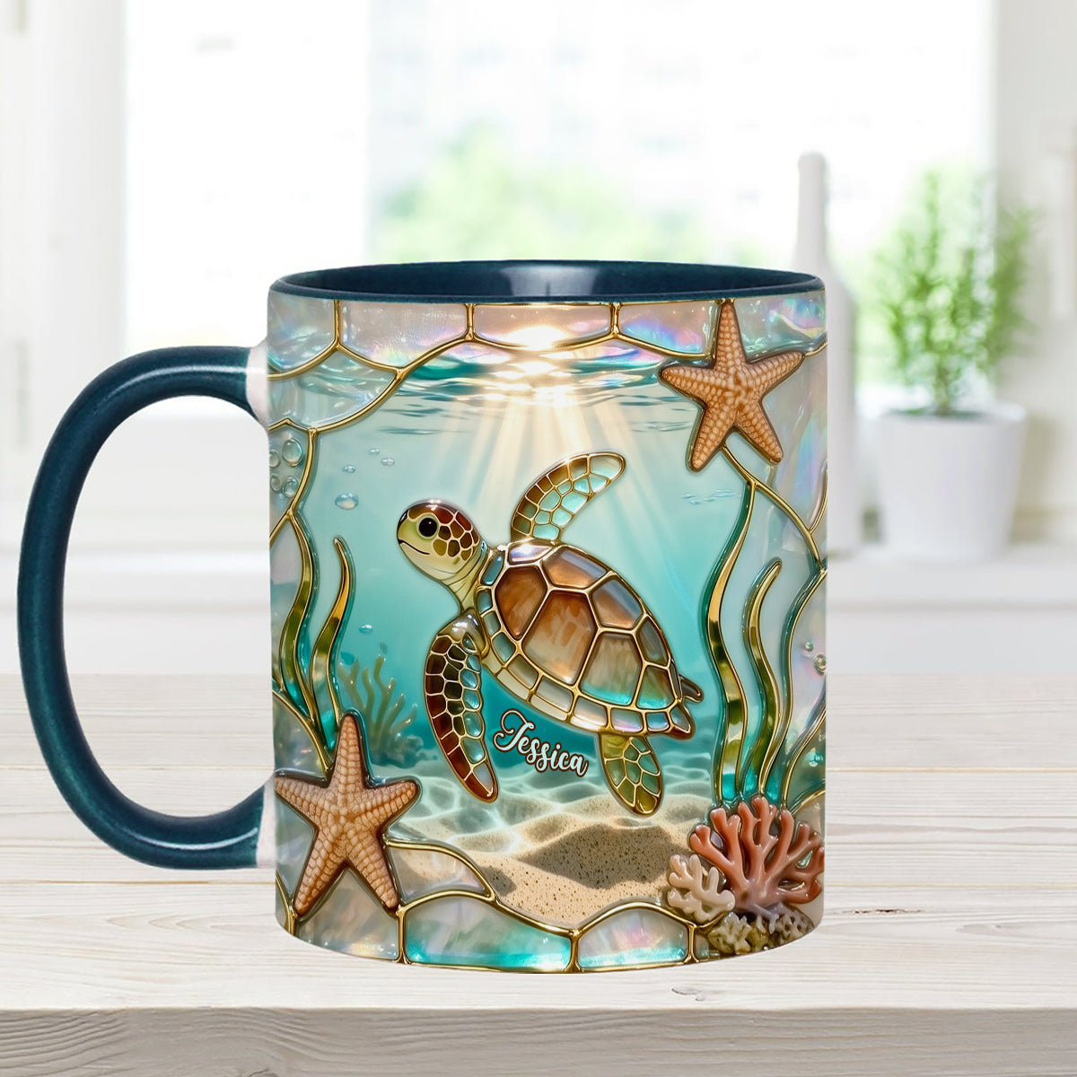 Ensemble tasse et agitateurs en acrylique Love Turtle - Mug personnalisé avec motif tortue
