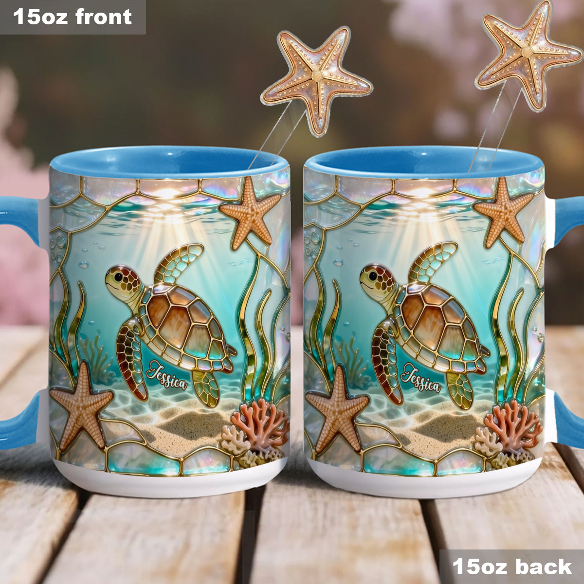 Ensemble tasse et agitateurs en acrylique Love Turtle - Mug personnalisé avec motif tortue