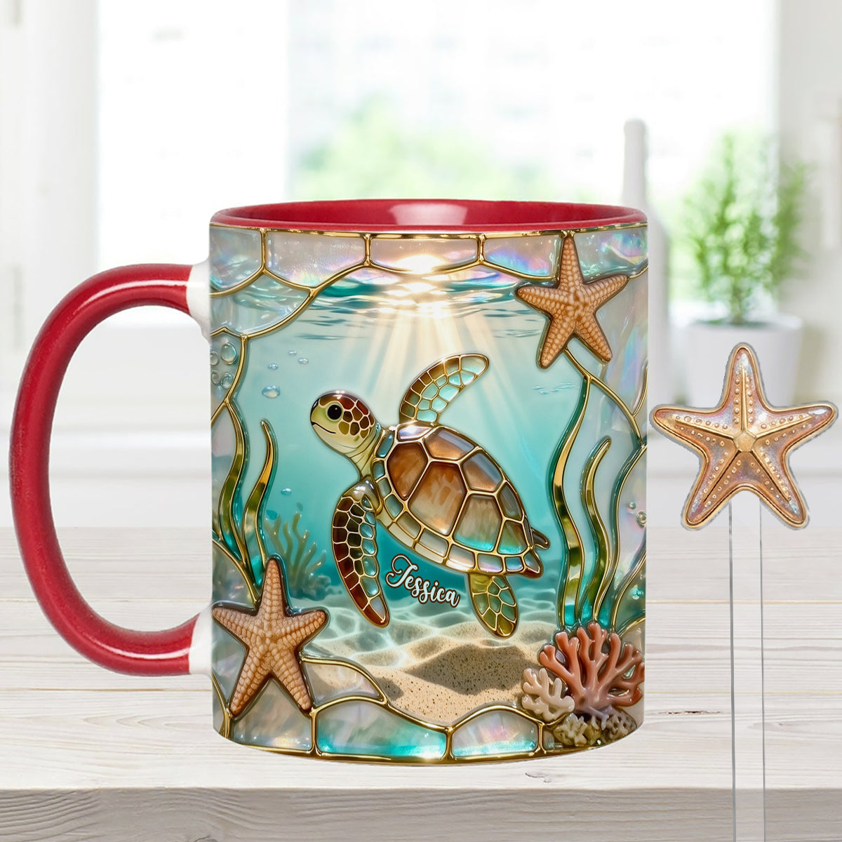 Ensemble tasse et agitateurs en acrylique Love Turtle - Mug personnalisé avec motif tortue