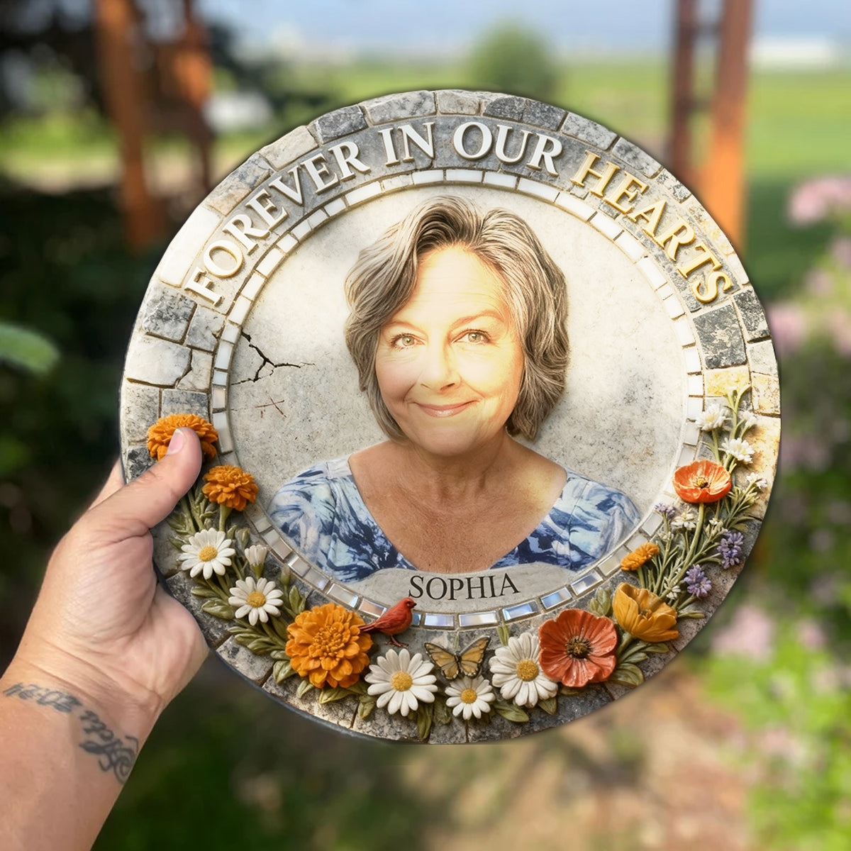 Forever In Our Hearts - Personalized Memorial Round Shaped Stone