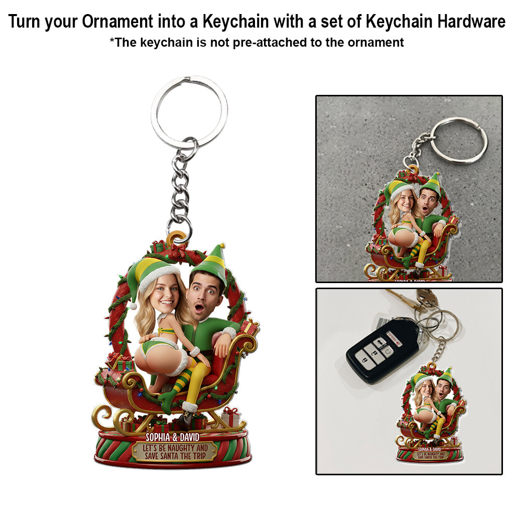 Funny Elf - Personalized Couple Transparent Ornament