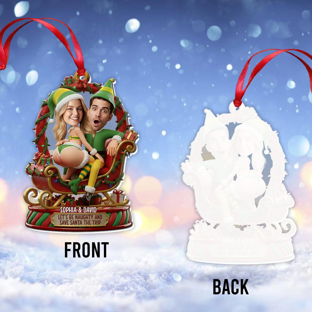Funny Elf - Personalized Couple Transparent Ornament