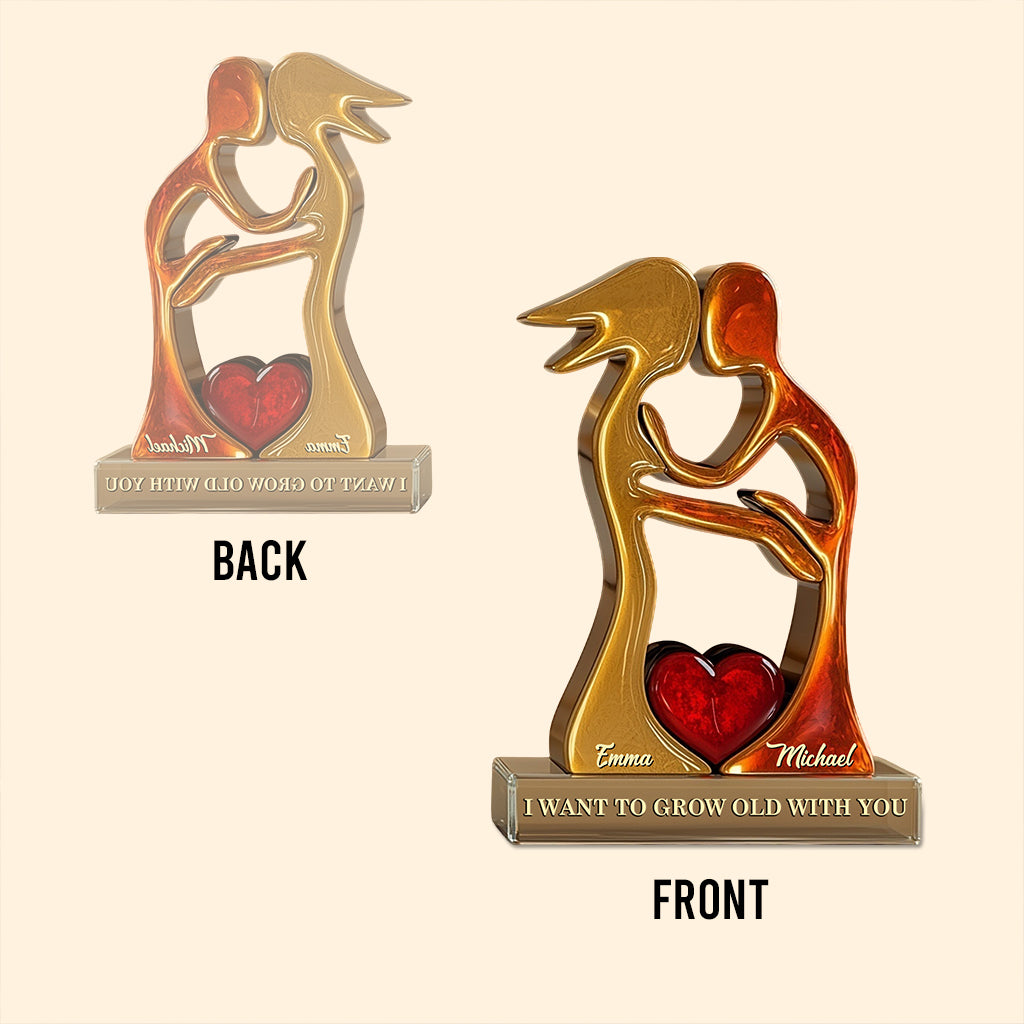 I Want to Grow Old With You - Personalized Couple Custom Shaped Acrylic Plaque
