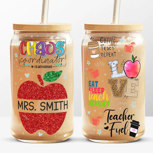 Back To School - Personalized Teacher Can Glass