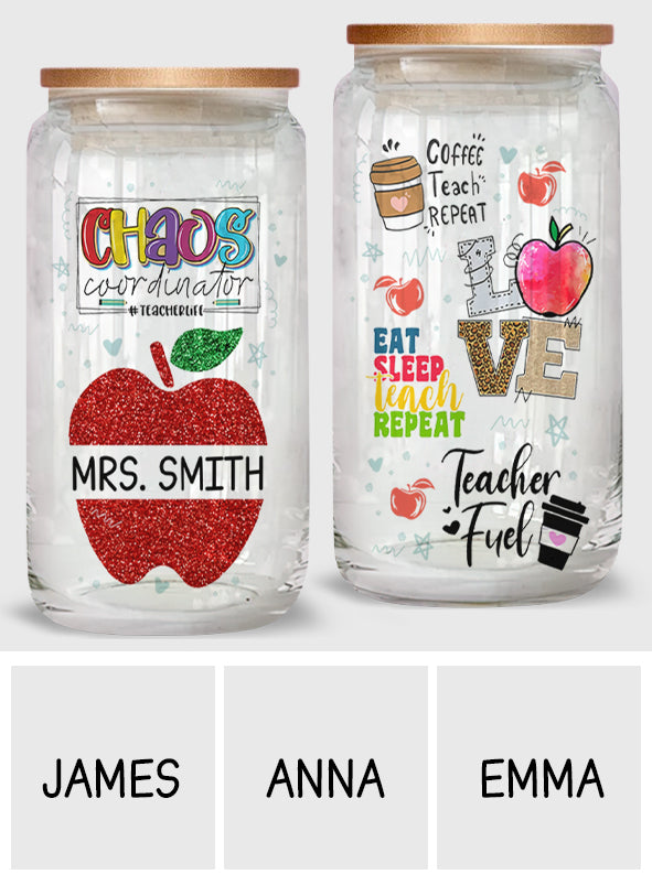 Back To School - Personalized Teacher Can Glass