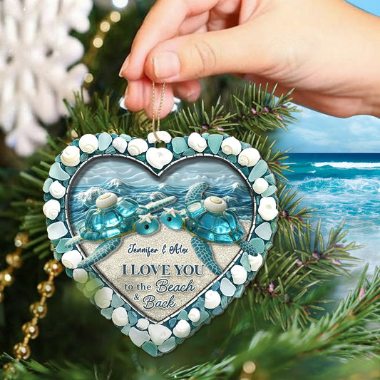 Turtle Sea Glass I Love You To The Beach & Back - Personalized Turtle 2-Layer Acrylic Ornament