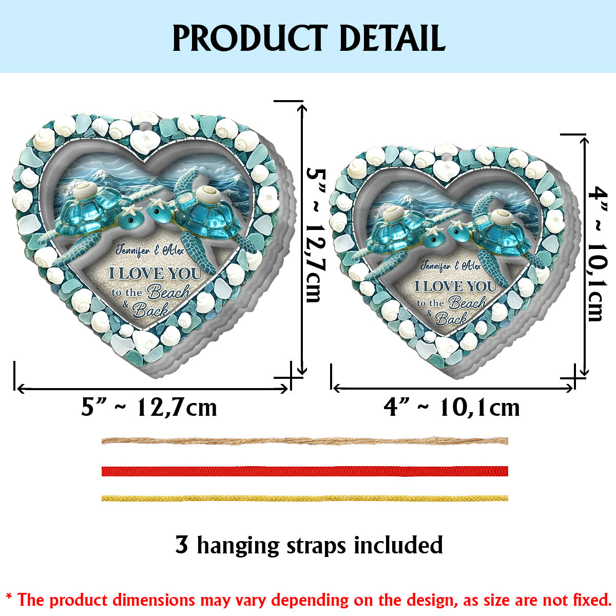 Turtle Sea Glass I Love You To The Beach & Back - Personalized Turtle 2-Layer Acrylic Ornament