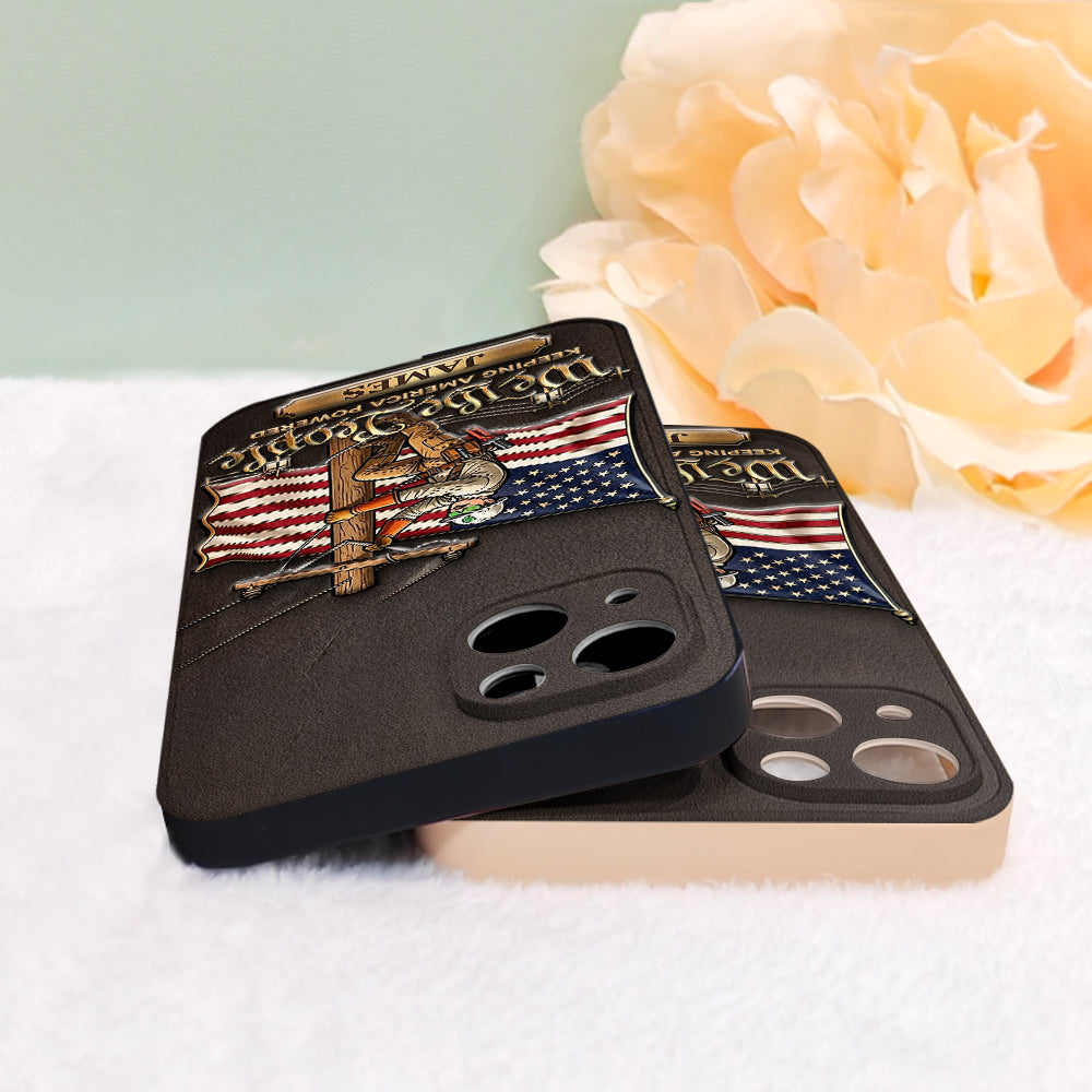 We The People - Personalized Lineman 3D Embossed Leather Phone Case