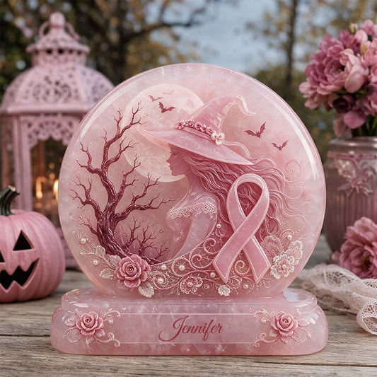 Pink Witch Nur Zauber ist Brustkrebs verbannen - Personalisierte Brustkrebsbewusstsein 2-seitige Acrylplakette