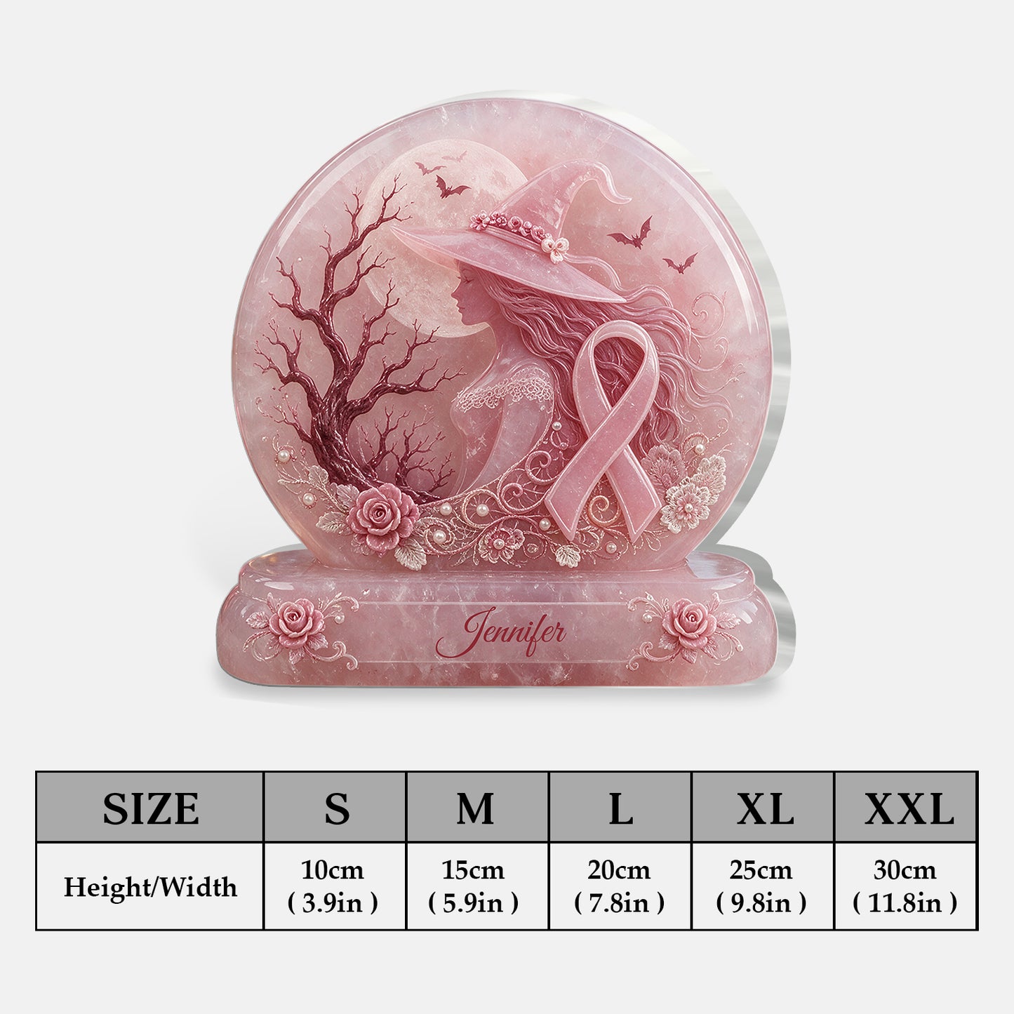 Pink Witch Only Spell Is Banish Breast Cancer - Personalized Breast Cancer Awareness 2-Side Printed Acrylic Plaque