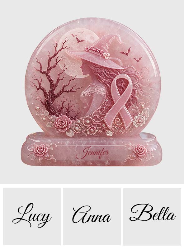 Pink Witch Only Spell Is Banish Breast Cancer - Personalized Breast Cancer Awareness 2-Side Printed Acrylic Plaque