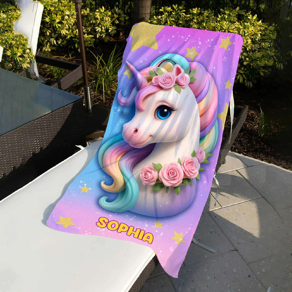 Serviette de plage/de bain licorne mignonne - Serviette de bain licorne personnalisée à séchage rapide