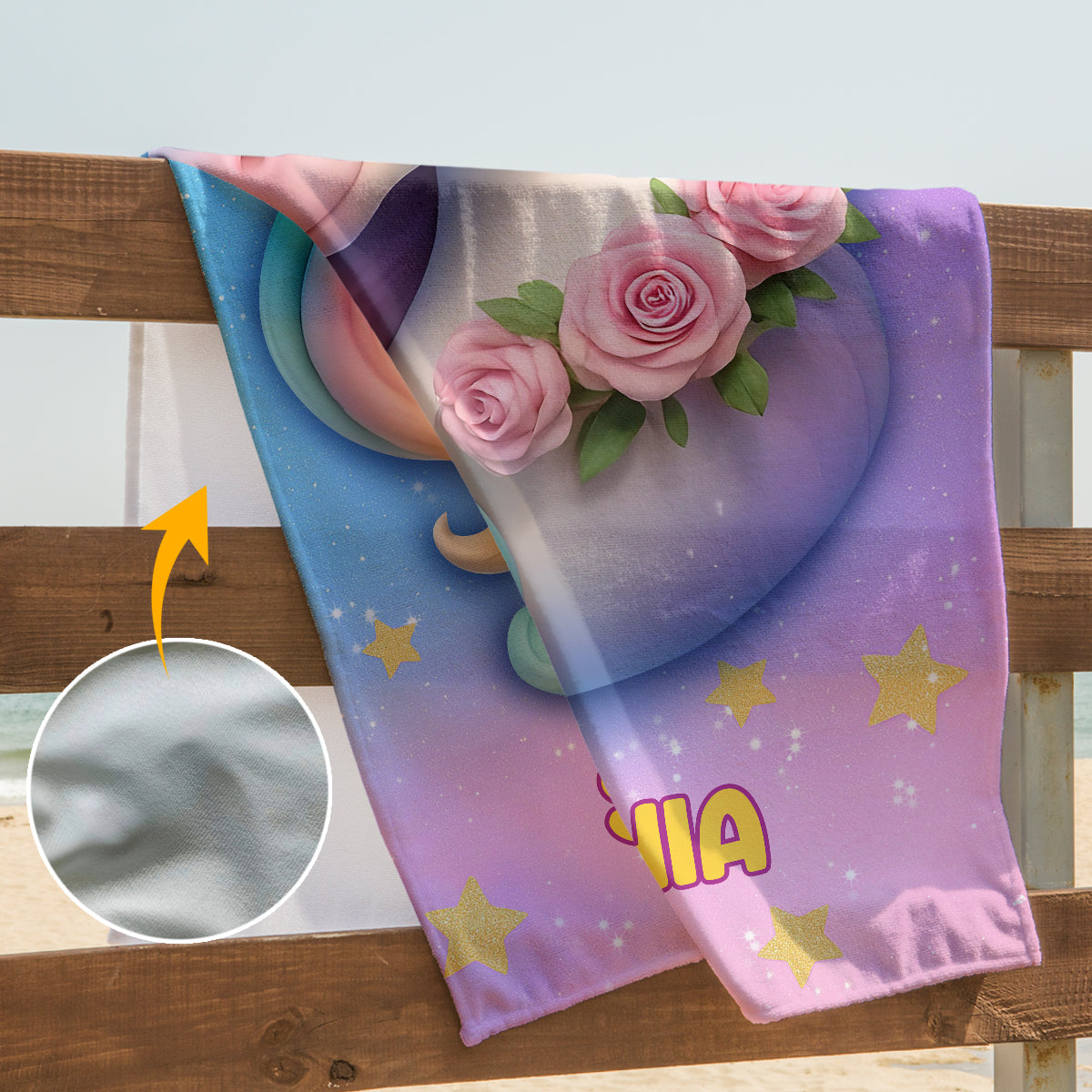 Serviette de plage/de bain licorne mignonne - Serviette de bain licorne personnalisée à séchage rapide