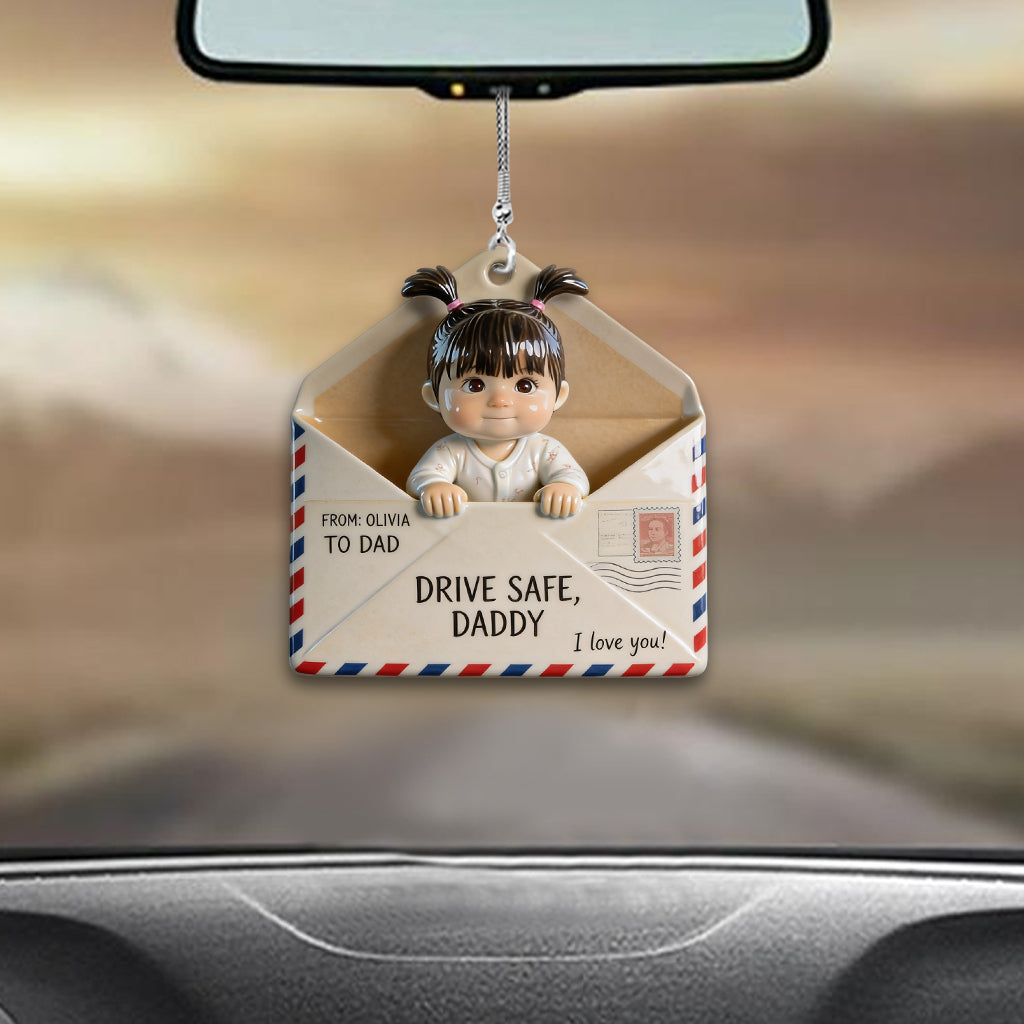 Brief für Papa, Fahr vorsichtig - Personalisierte Auto-Ornament für Väter