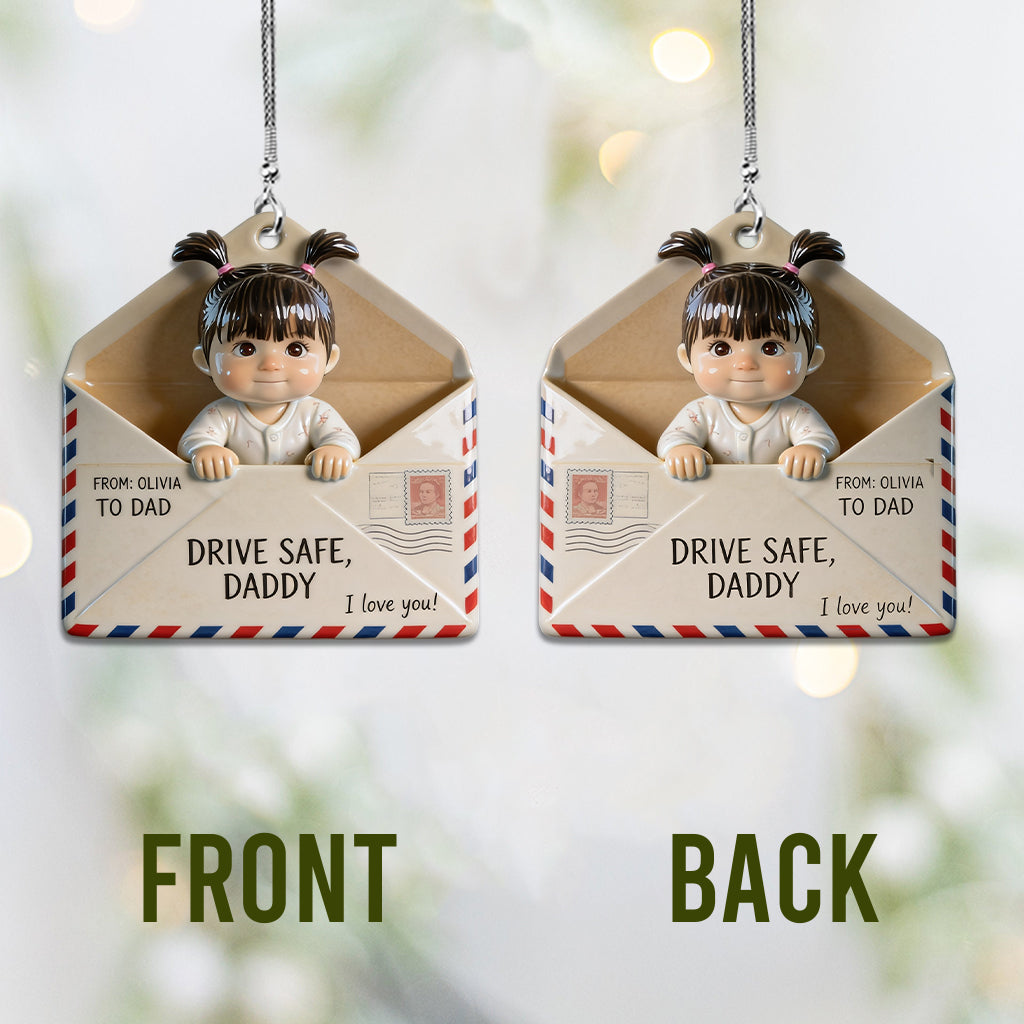 Brief für Papa, Fahr vorsichtig - Personalisierte Auto-Ornament für Väter